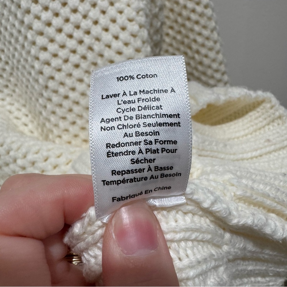 Haven Well Within Chunky Knit Turtleneck Sweater Cream XS Cotton‎ Cowl Neck - Picture 6 of 6